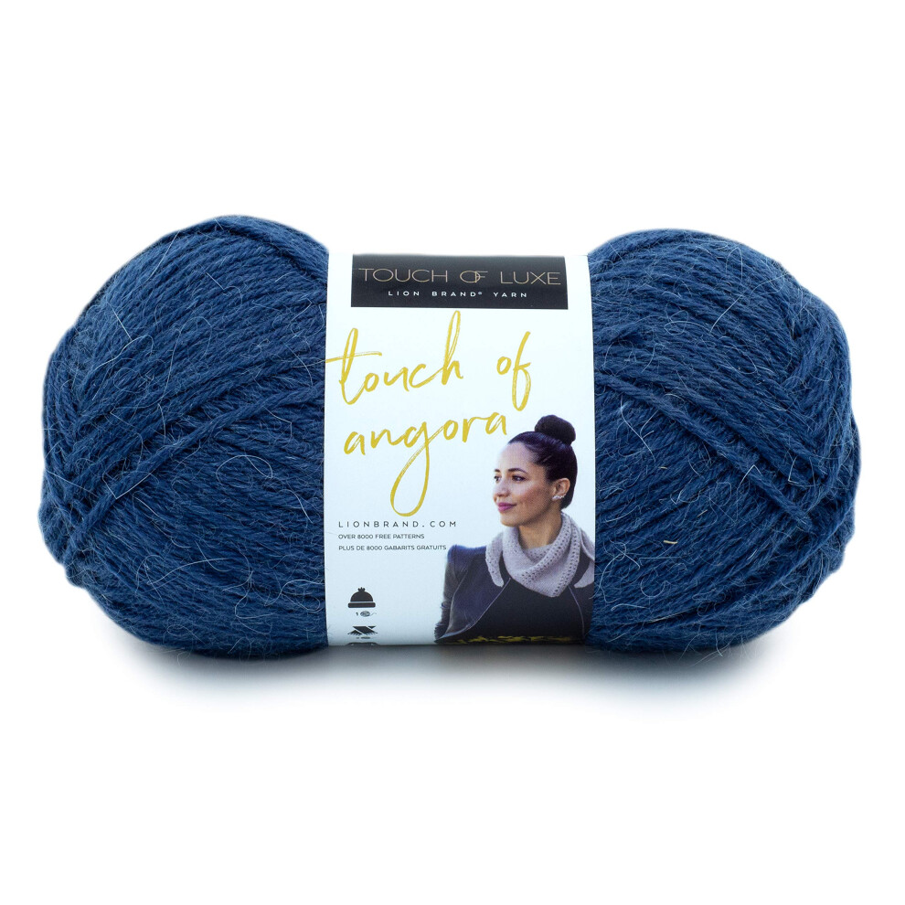 Lion Brand Yarn Touch of Angora Yarn  Navy