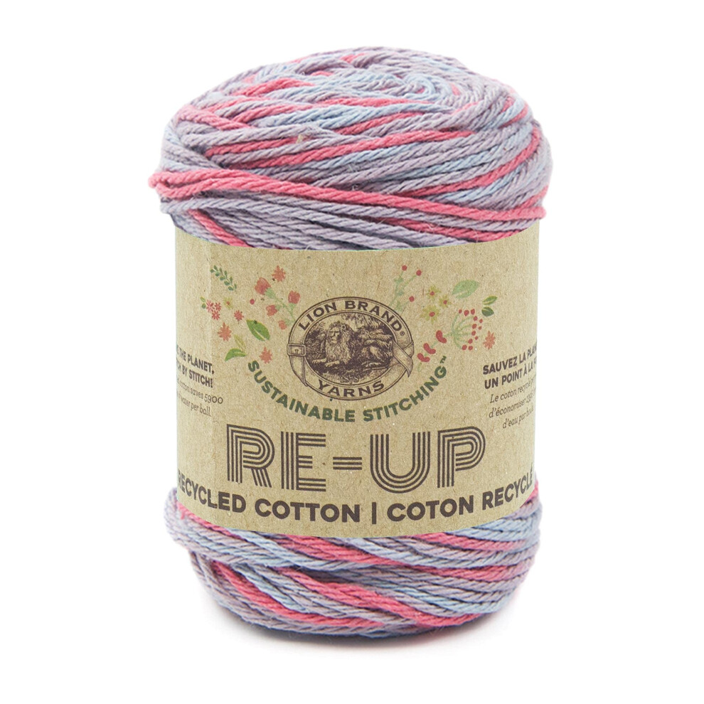 (1 Skein) Lion Brand Yarn Re-Up Cotton Yarn  Cotton Candy