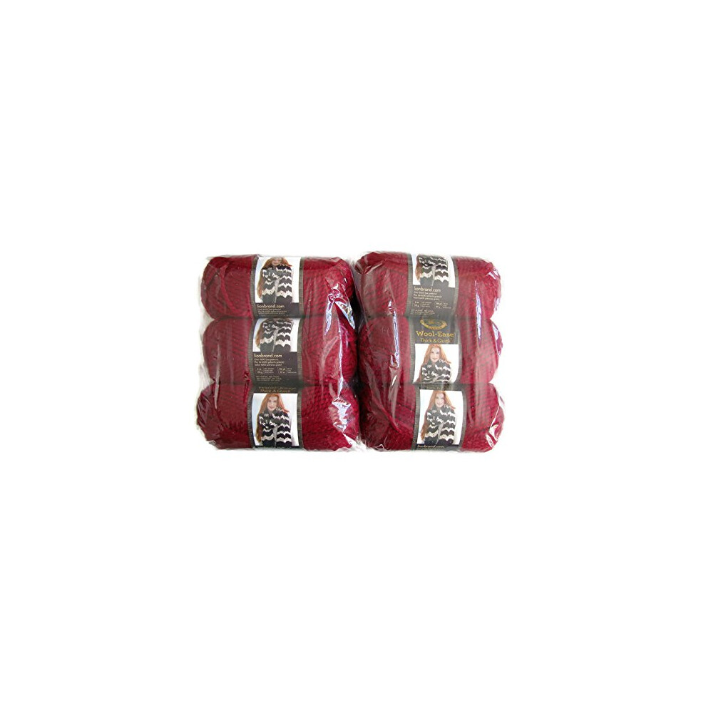 Lion Brand Yarn Wool-Ease Thick and Quick Yarn  (6-Pack)  Cranberry 640-138