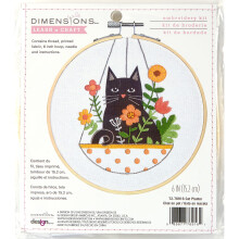 Dimensions 72-76916 Cat Planter Embroidery Needlepoint Kit for Beginners 6"""" D Multicolor 5pcs