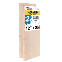 U.S. Art Supply Panel de Madera de Abeto para Pintura 12" x 36" (Paquete de 2) - Lienzos de Artista