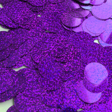 24mm (1"""") Sequins Round Purple Hologram Glitter Sparkle Metallic Medium Top Hole Made in USA
