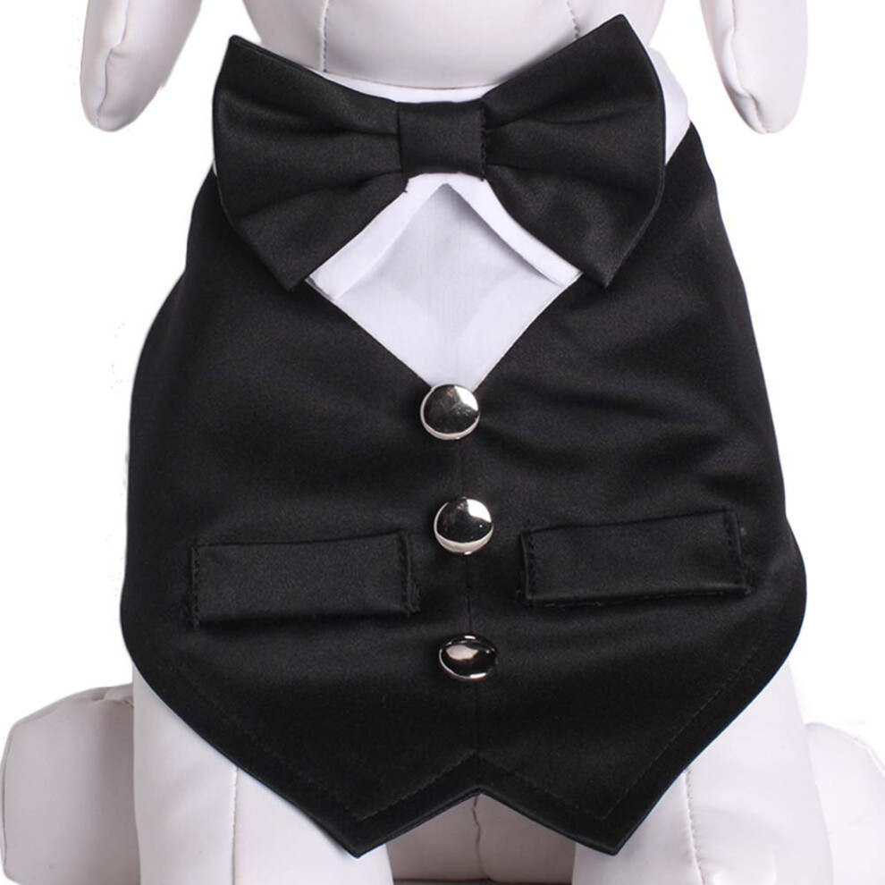 Tail Trends Formal Dog Tuxedo Vest Dog Wedding Bandana with Bow Tie for Special Occasions