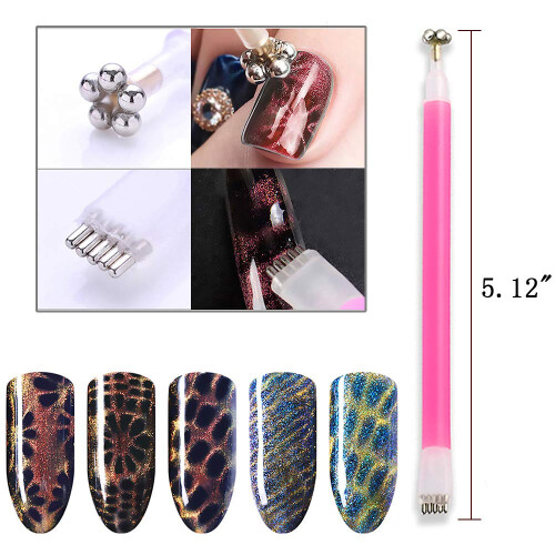 SILPECWEE 6-teiliges Nagelkunst Magnetstift-Set 3D Katzenaugen Design 1