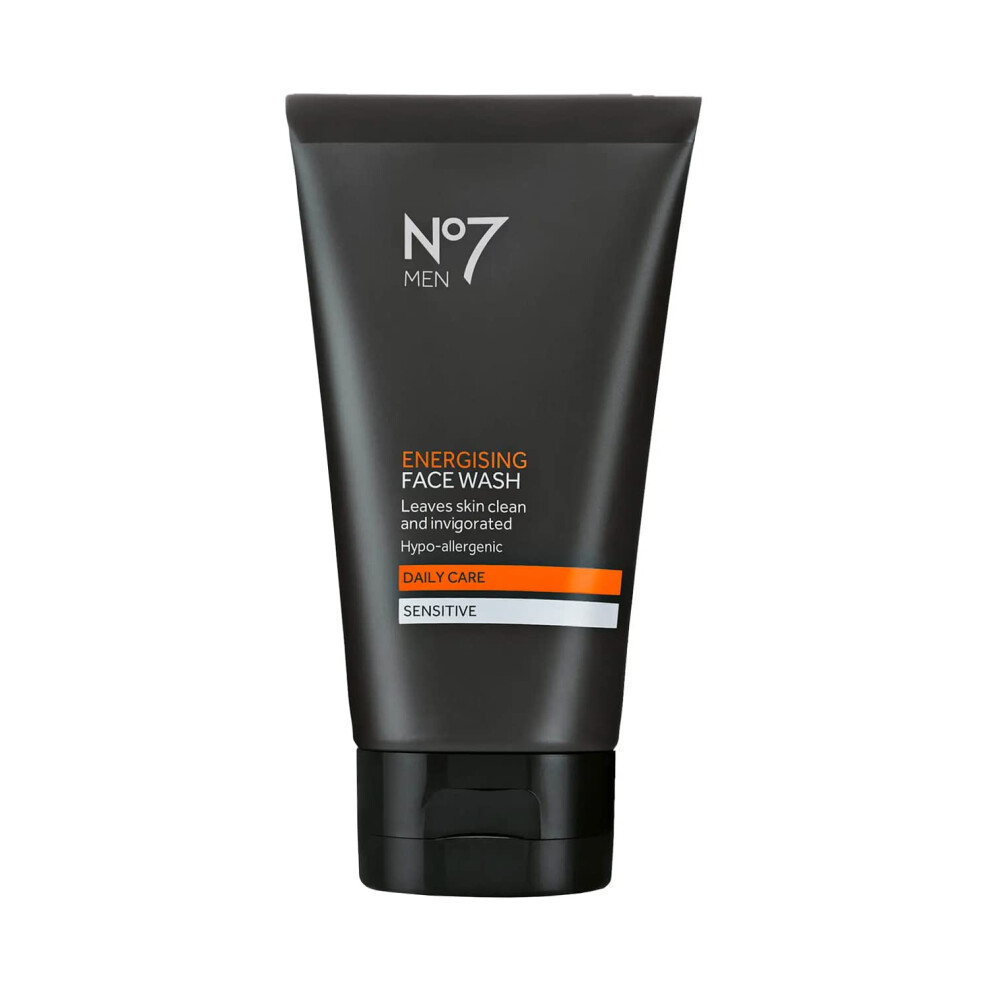 No7 Men Energizing Face Wash - Soap Free Hypoallergenic Cleanser for Oily Skin - Daily Face Cleanser for Men for Invigorated & Deeply Clean