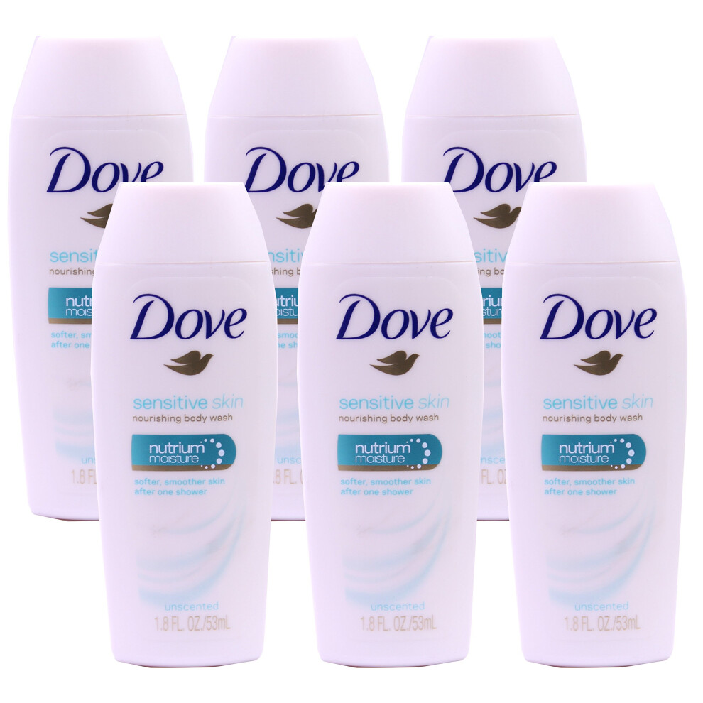 Dove Sensitive Skin Nourishing Body Wash  Nutrium Moisture  1.8 Ounce  (Pack of 6)