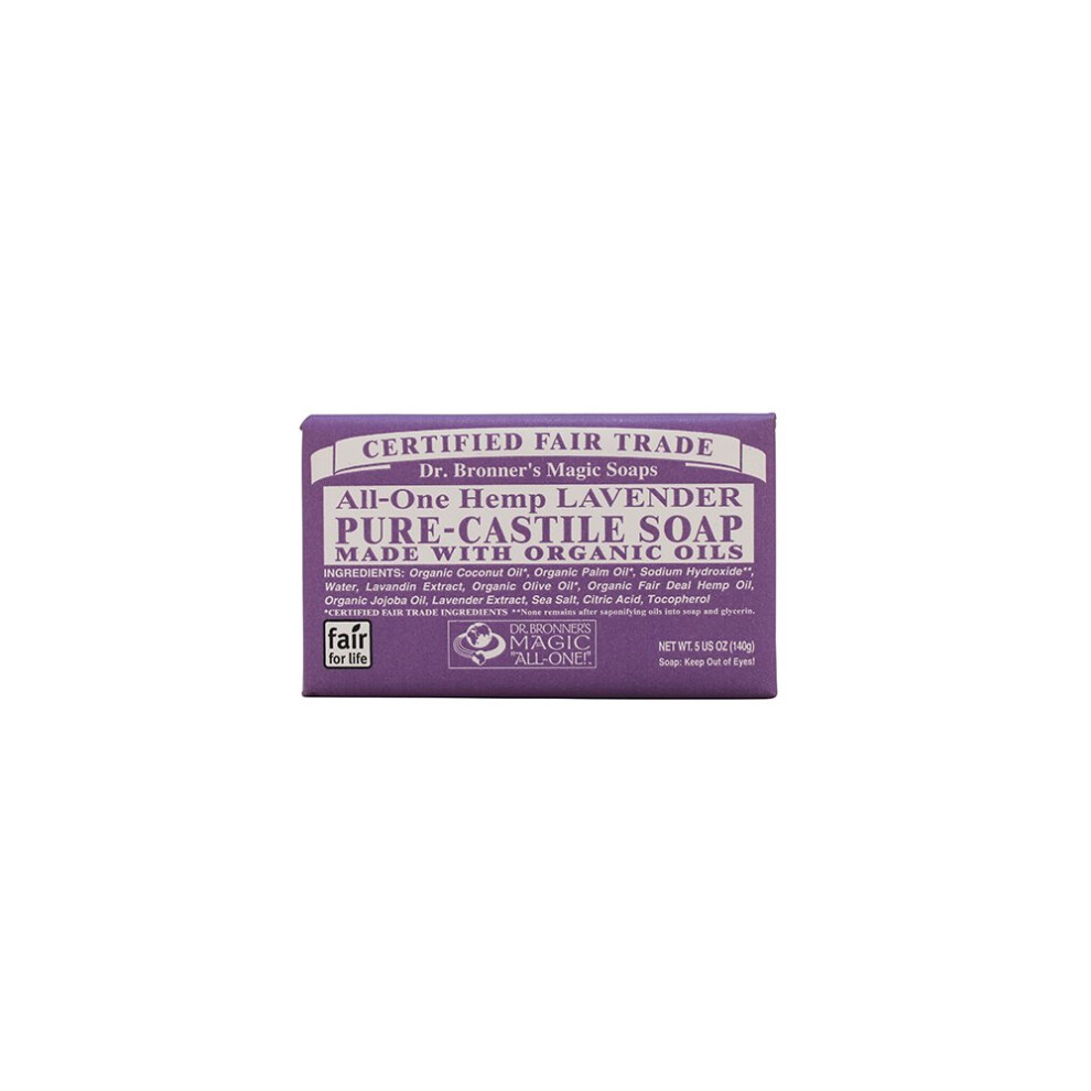 Dr. Bronner's Magic Soaps: Pure Castile Soap Bar  Lavender 5 Ounce (Pack of 5)