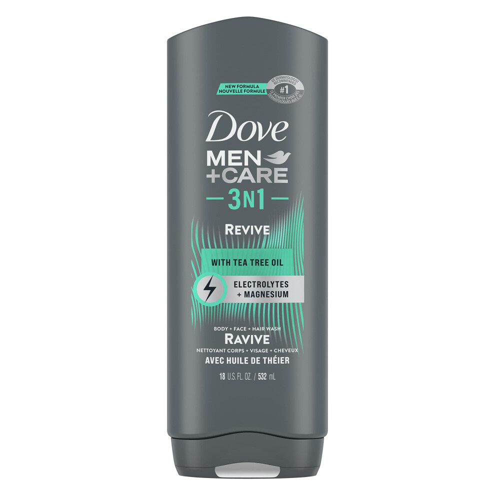 Dove Men+Care Post-Workout Body Wash For Men 3N1 Revive With Tea Tree Oil 18 oz