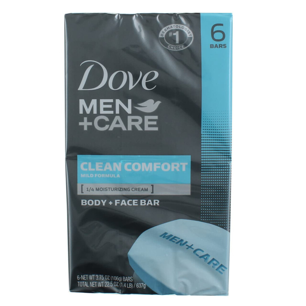 Dove Men+Care Clean Comfort Body+Face Bar  4 Ounce  6 Count (Pack of 2)