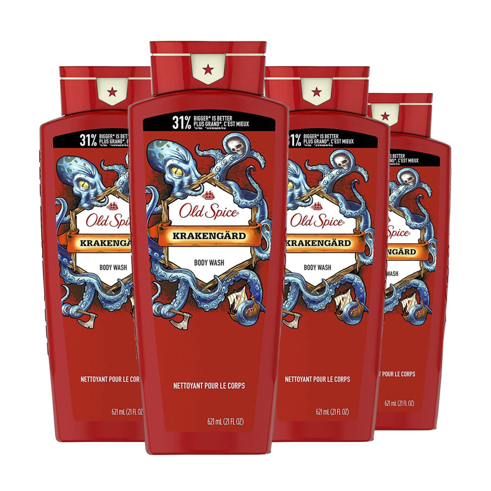 Old Spice Body Wash for Men Wild Collection Krakengard Scent Pack Of 4  citrus  21 Fl Oz