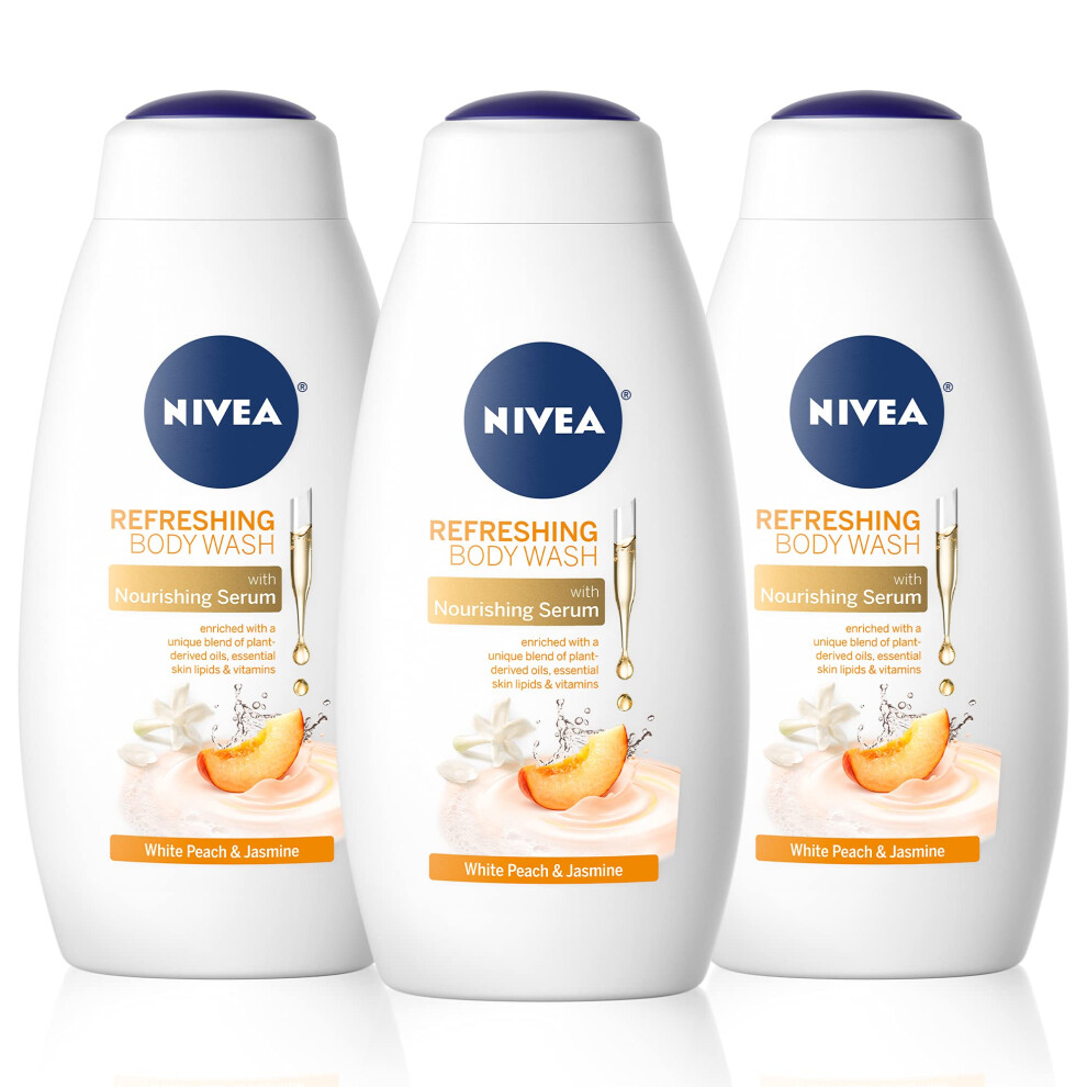 NIVEA White Peach and Jasmine Body Wash with Nourishing Serum  Pack of 3  20 Fl Oz