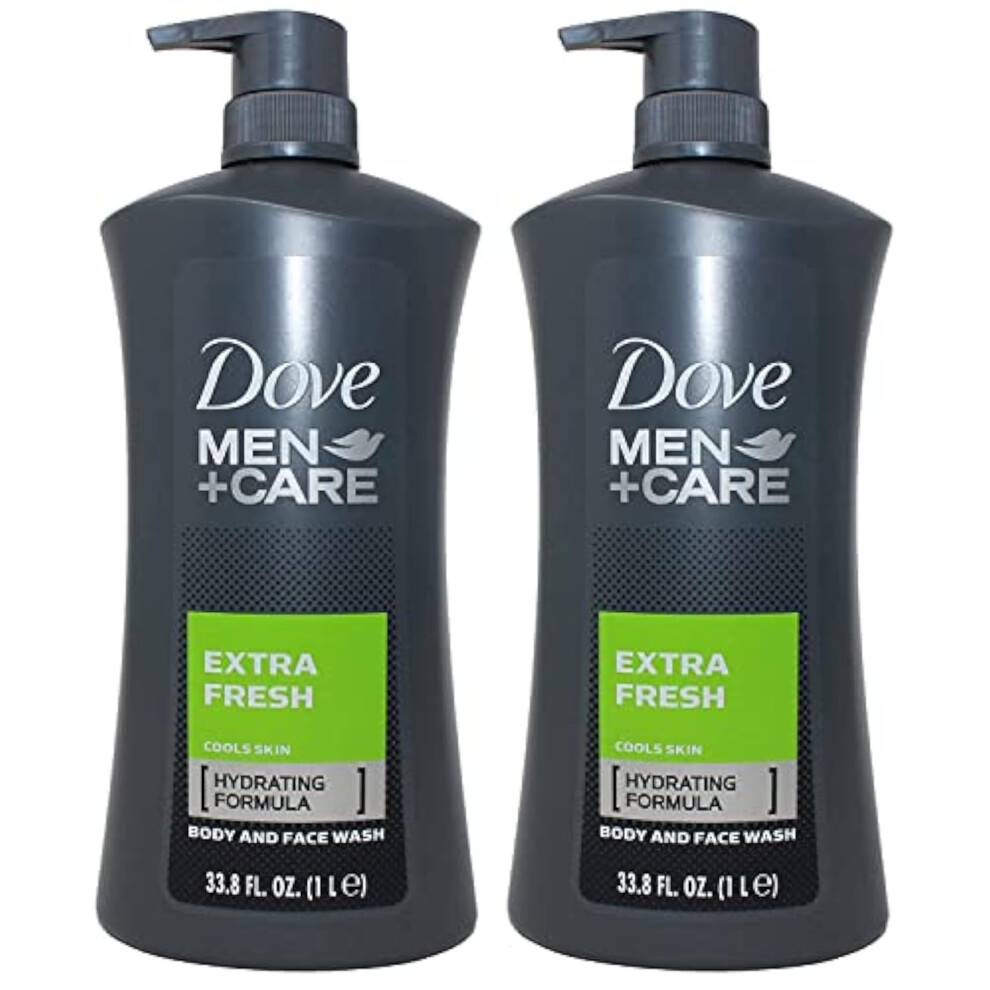 Dove Men Body Wash Extra Fresh 1 Liter (33.8 Oz) - Pack of 2