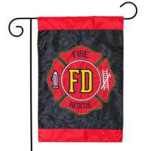 Fire Department Applique & Embroidered Garden Flag Emergency Service 12.5"""" x 18""""