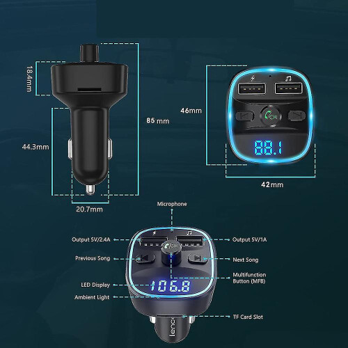 Lencent Bluetooth Fm Transmitter Car Adapter Bluetooth Transmitter For Car Radio00 1