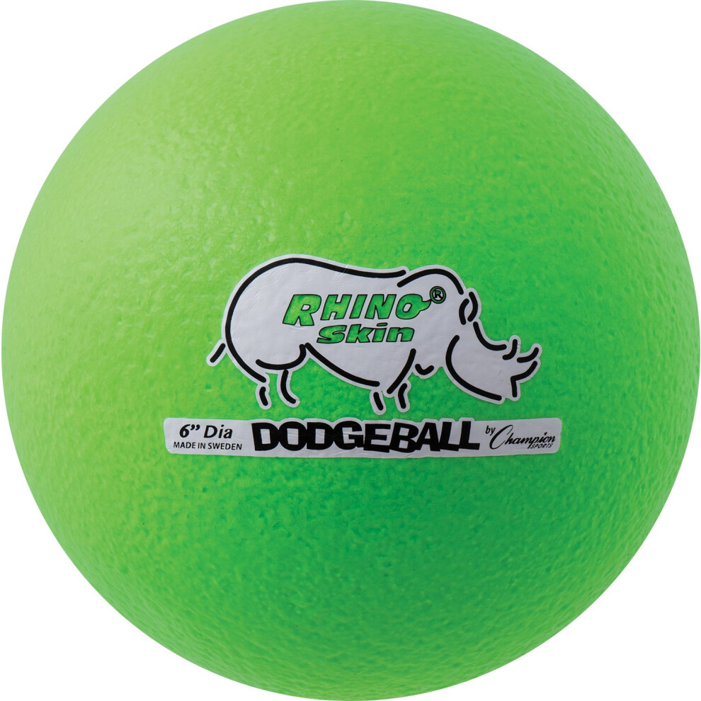 Champion Sports Rhino Skin Dodgeball (Single  Neon Green  6"")