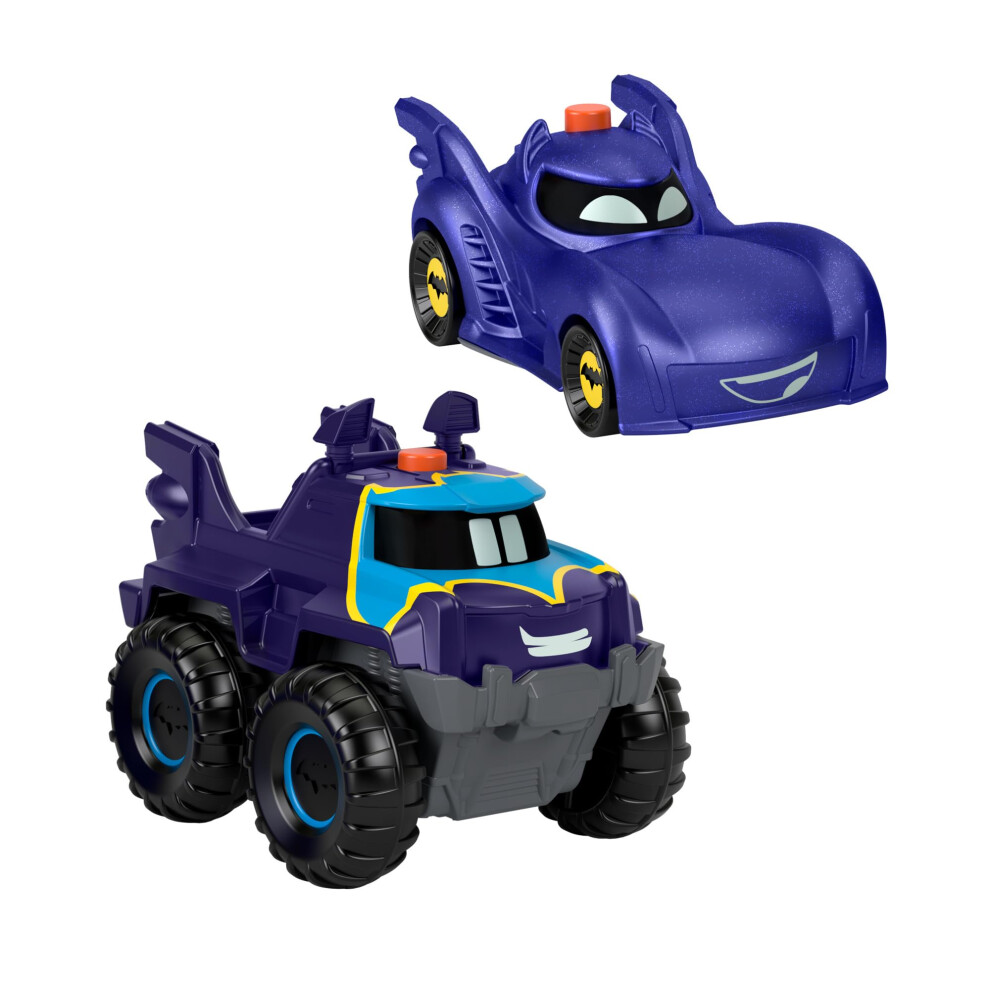 Fisher-Price Dc Batwheels -Up Racers 1:55 Scale 2-Pack Press Button For -Up Expressions Light