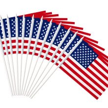 Anley USA United States Mini Flag 12 Pack - Hand Held Small Miniature American US Flags on Stick - Fade Resistant & Vivid Colors - 5x8 Inch with Soli