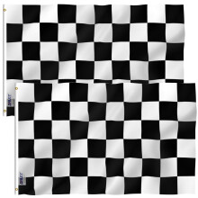 ANLEY Pack of 2 Fly Breeze 3x5 Foot Checkered Flag - Vivid Color and Fade Proof - Canvas Header and Double Stitched - Black and White Racing Flags Po