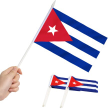 Anley Cuba Mini Flag 12 Pack - Hand Held Small Miniature Cuban Flags on Stick - Fade Resistant & Vivid Colors - 5x8 Inch with Solid Pole & Spear Top