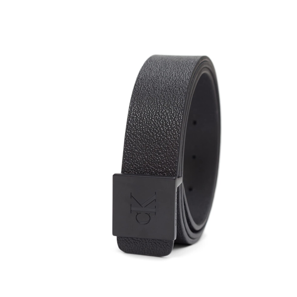 Calvin Klein Men's Logo Buckle Belt  Black Square  Medium (34-36)