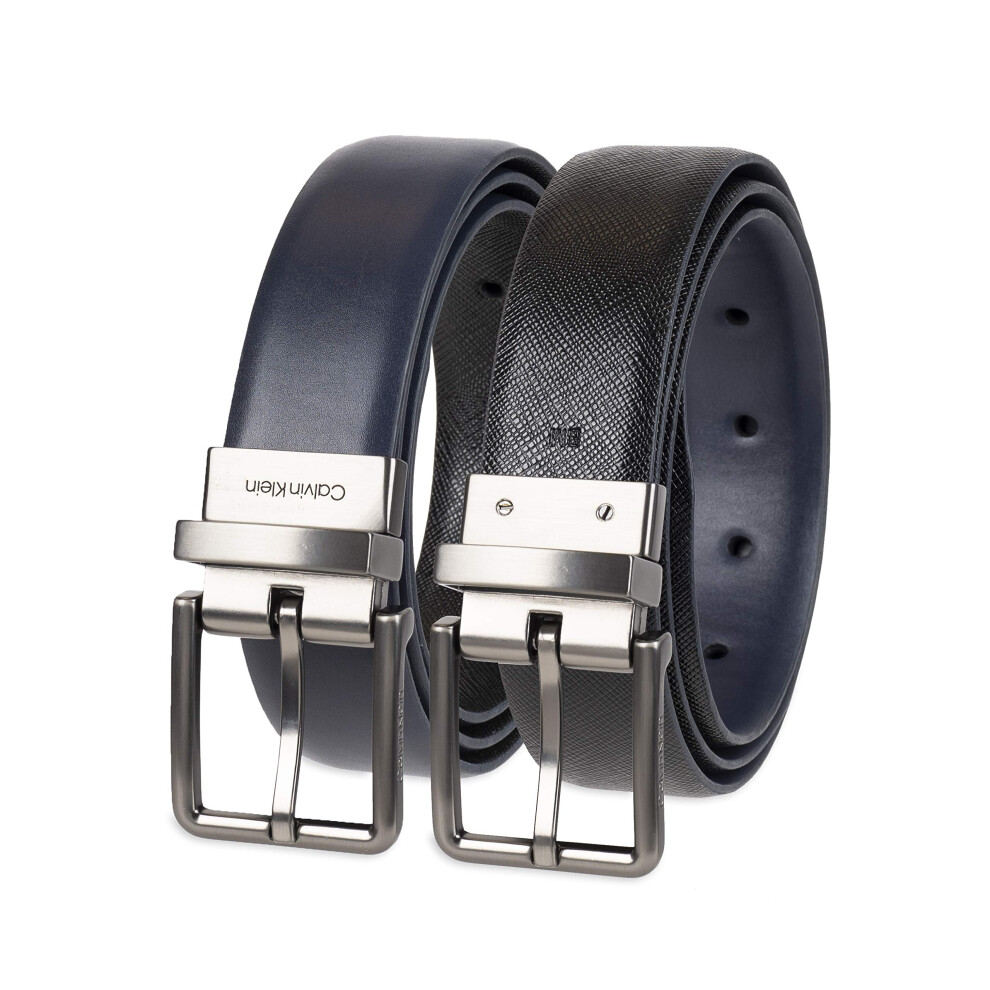 Calvin Klein Men's Reversible Belt  Navy/Black  Small (30-32)