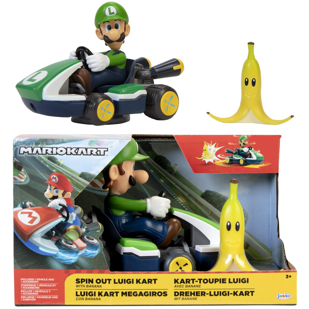 Super Mario Spin Out 2.5"" Mariokart - Luigi Racer Vehicle