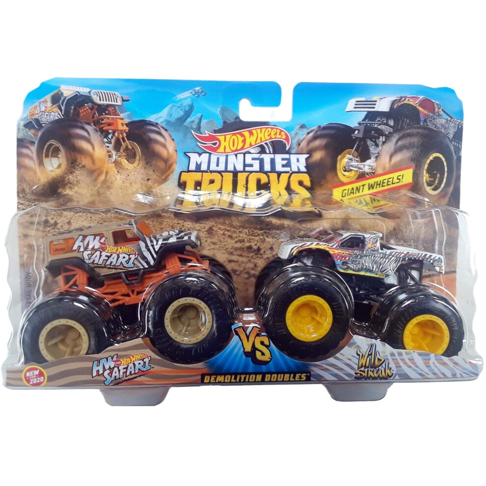 Hot Wheels Monster Trucks Demolition Doubles HW Safari VS Wild Streak