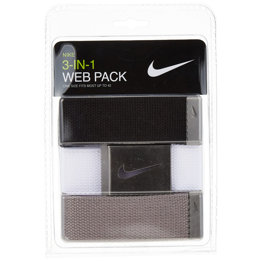 Nike Men's Standard 3 Pack Golf Web Belt  White/Gray/Black  One Size