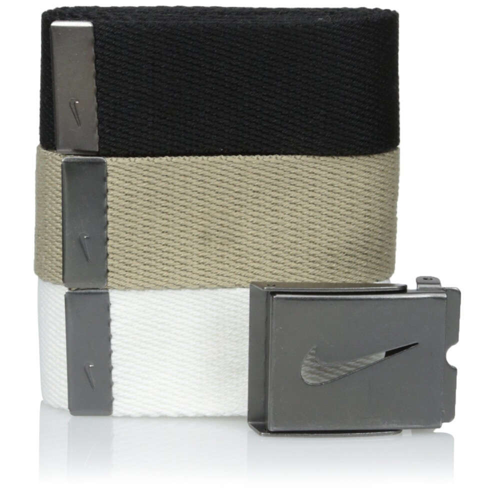 Nike Men's Standard 3 Pack Golf Web Belt  White/Khaki/Black  One Size