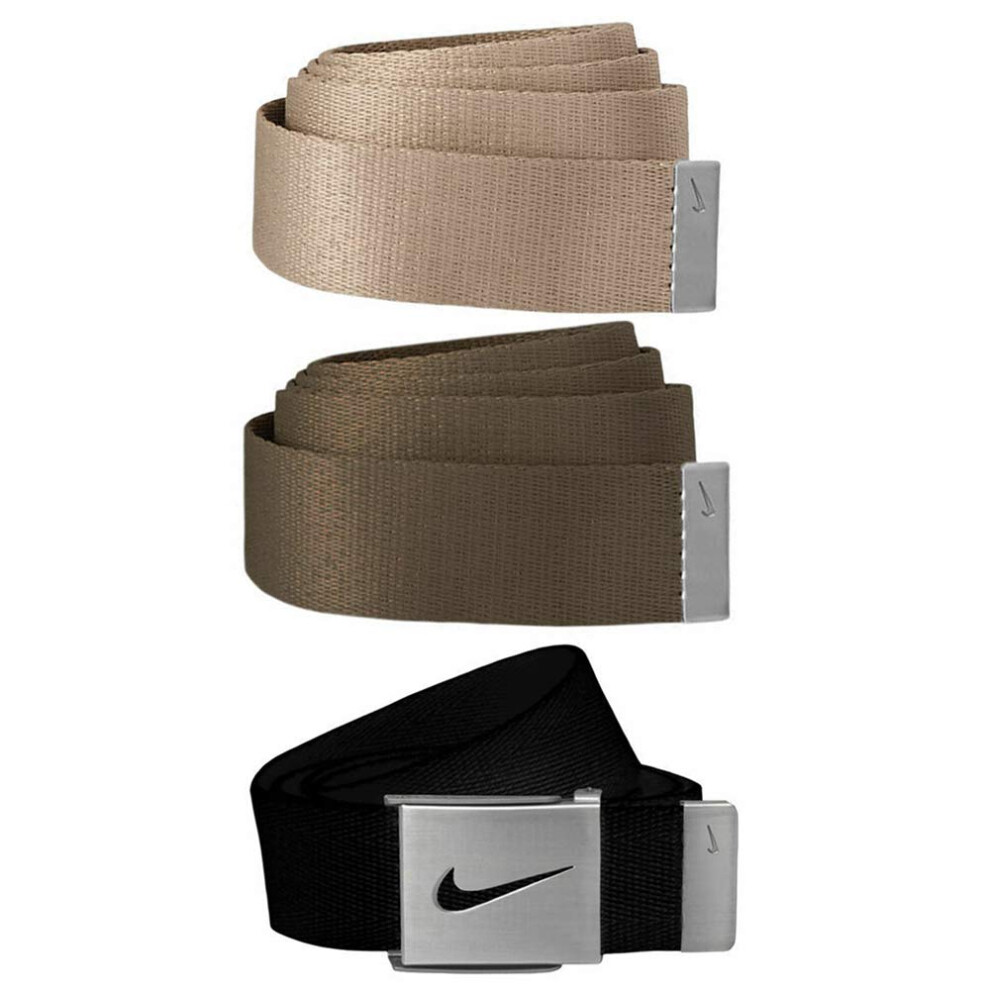 Nike Men's Standard 3 Pack Web Belt  Black/Cargo Khaki/Khaki  One Size