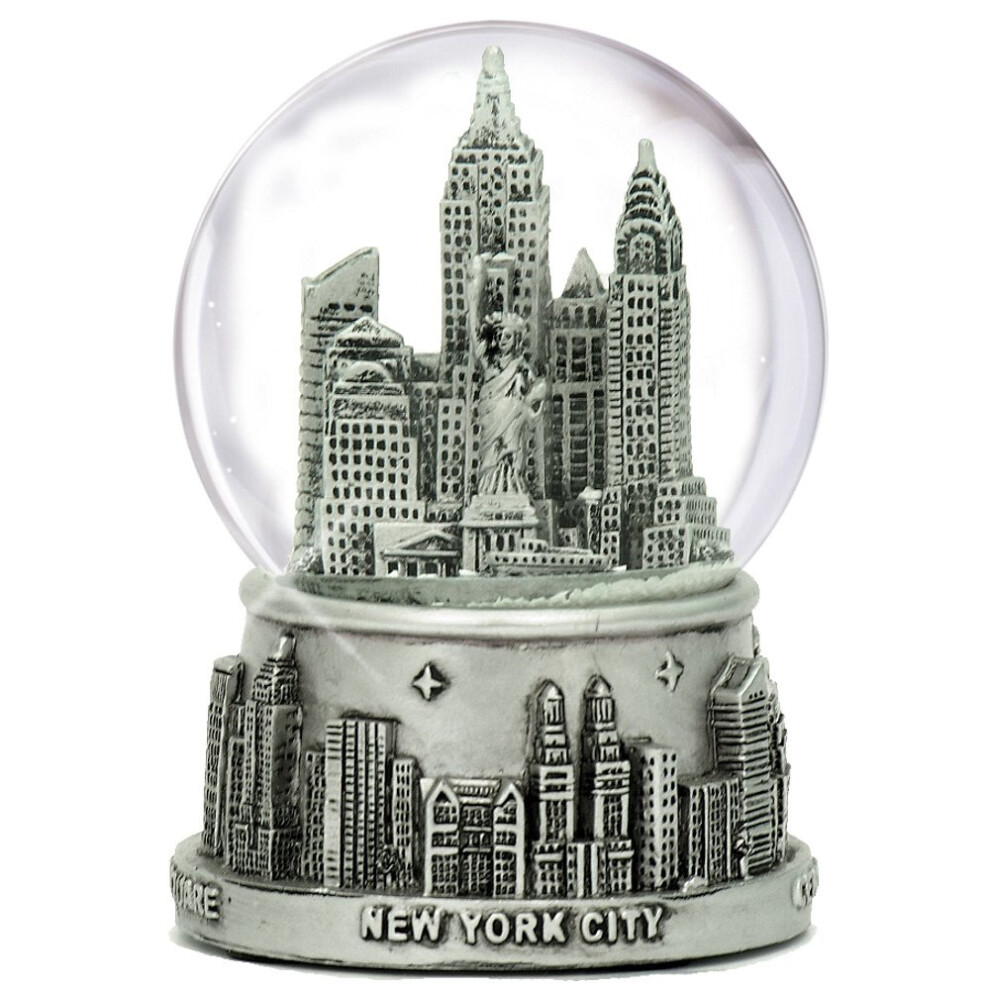 3.5"" Silver Lined New York City Snow Globe 65mm NYC Souvenir Snow Glo