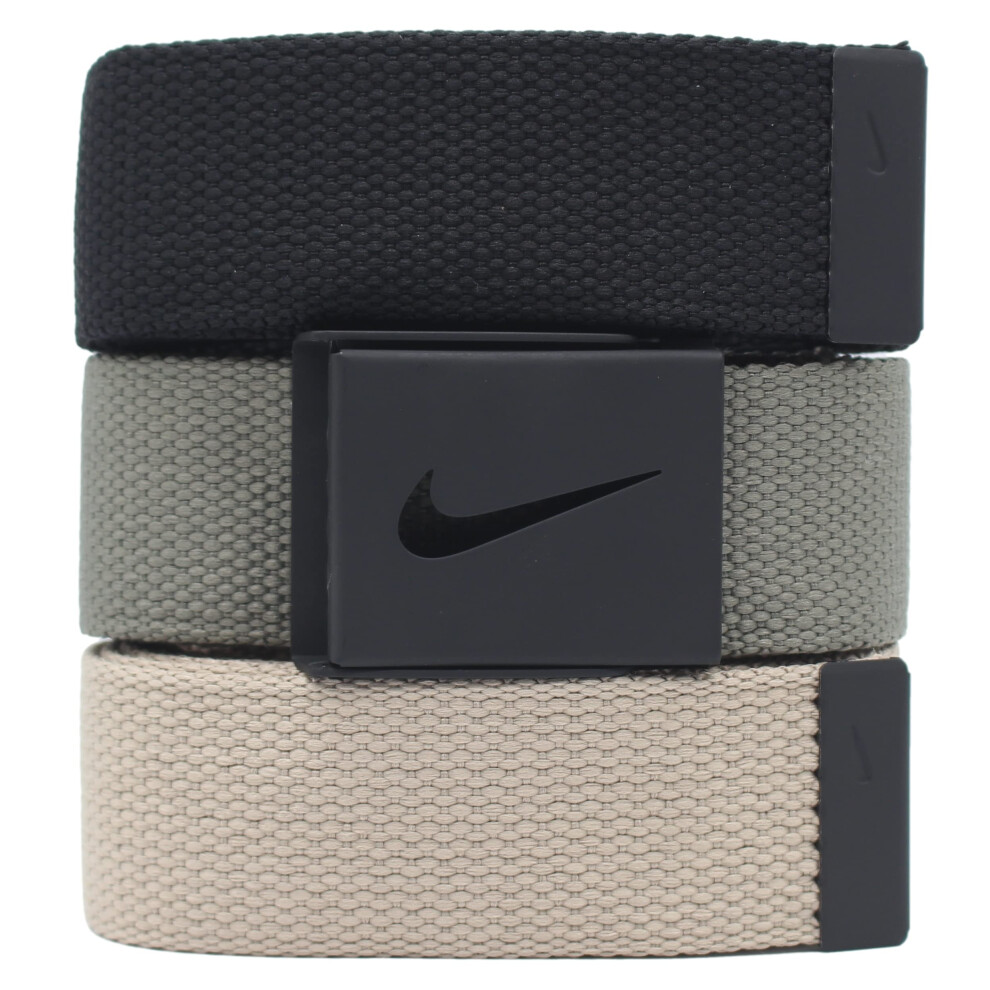 Nike Golf Men's 3-in-1 Web One-Size-Fits-Most Belts  Black/Olive/Khaki