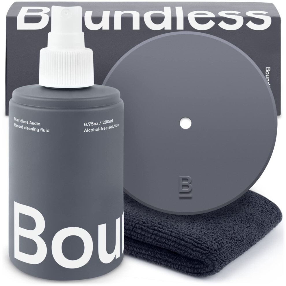 Boundless Audio Record Cleaning Solution - 6.75Oz Vinyl Record Cleaner Fluid Vinyl Cleaner Cloth & Record Label Protector - Record Cleaning Kit 9369998142576