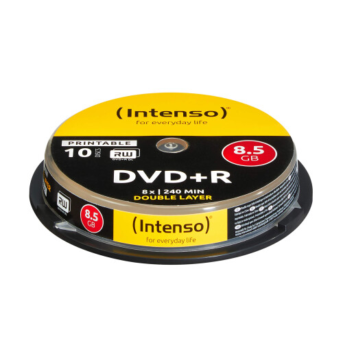 Intenso 4381142 DVD+R 8X Duel Layer Printable 10 Pack Cakebox