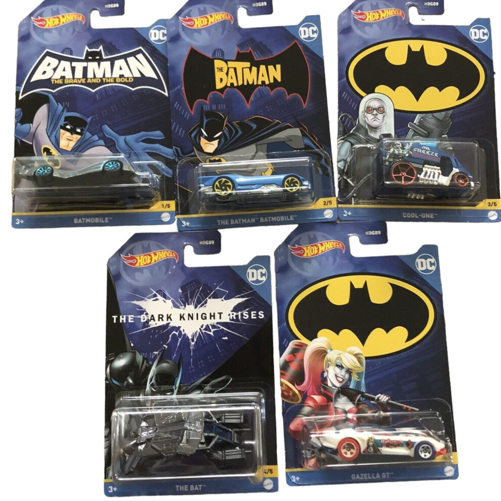 Hot Wheels Batman 2022 Batmobile Complete Set of 5 Diecast Vehicles Mi