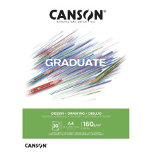 CANSON Graduate White Tekening 160gsm A4 Papier Lichtkorrelig Pad Gelijmd Korte Zijde 30 Helderwitte Vellen Ideaal voor Studentenkunstenaars