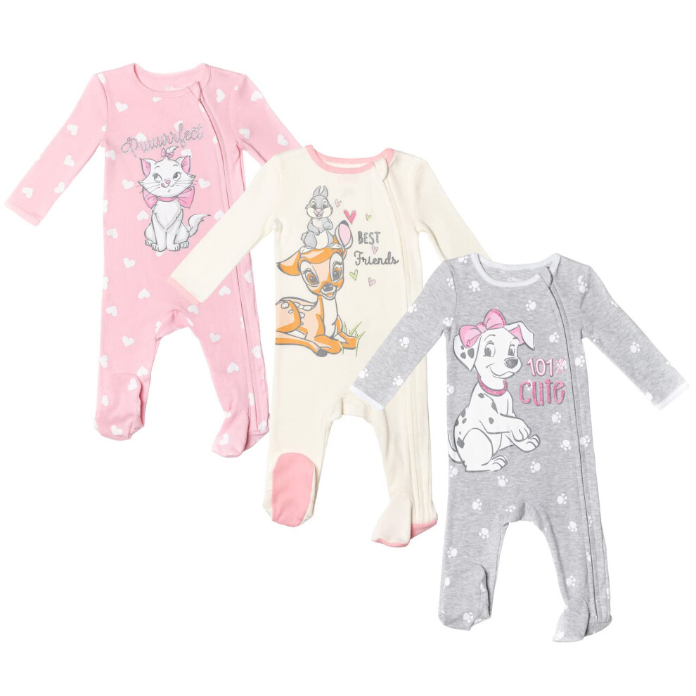 Disney Classics Aristocats 101 Dalmatians Bambi Baby Girls 3 Pack Foot