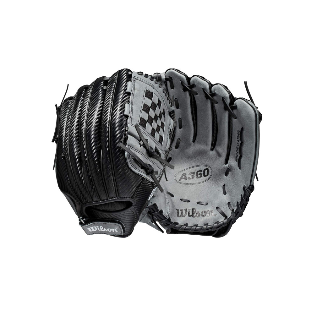 Wilson 2021 A360 12"" Outfield Baseball Glove - Black/Grey  Left Hand