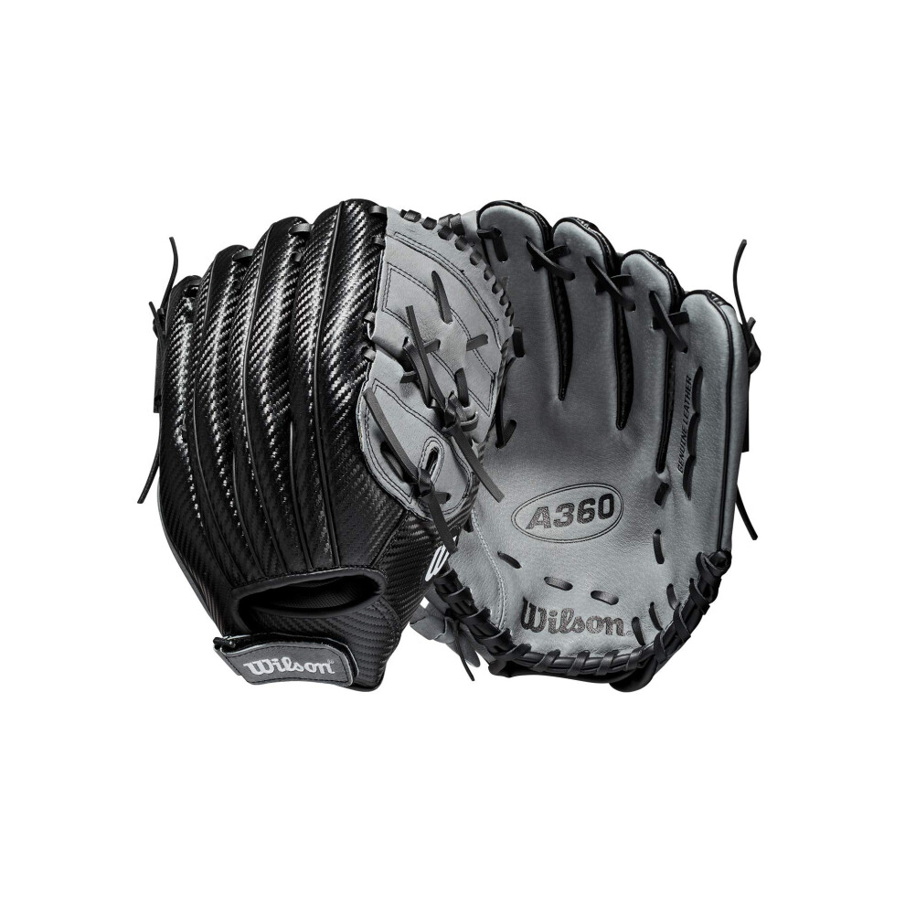 Wilson 2021 A360 12"" Utility Baseball Glove - Black/Grey  Right Hand