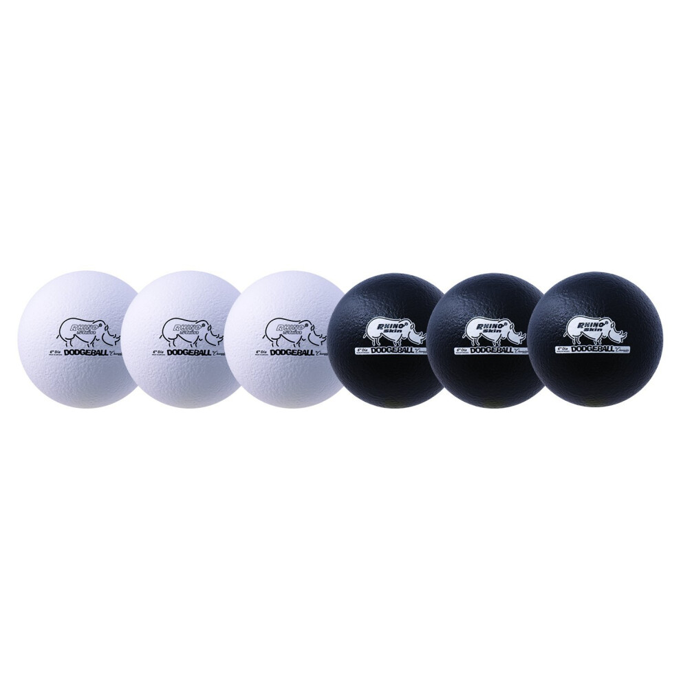 Champion Sports 6"" Black and White Rhino Skin Low Bounce Dodgeball Se