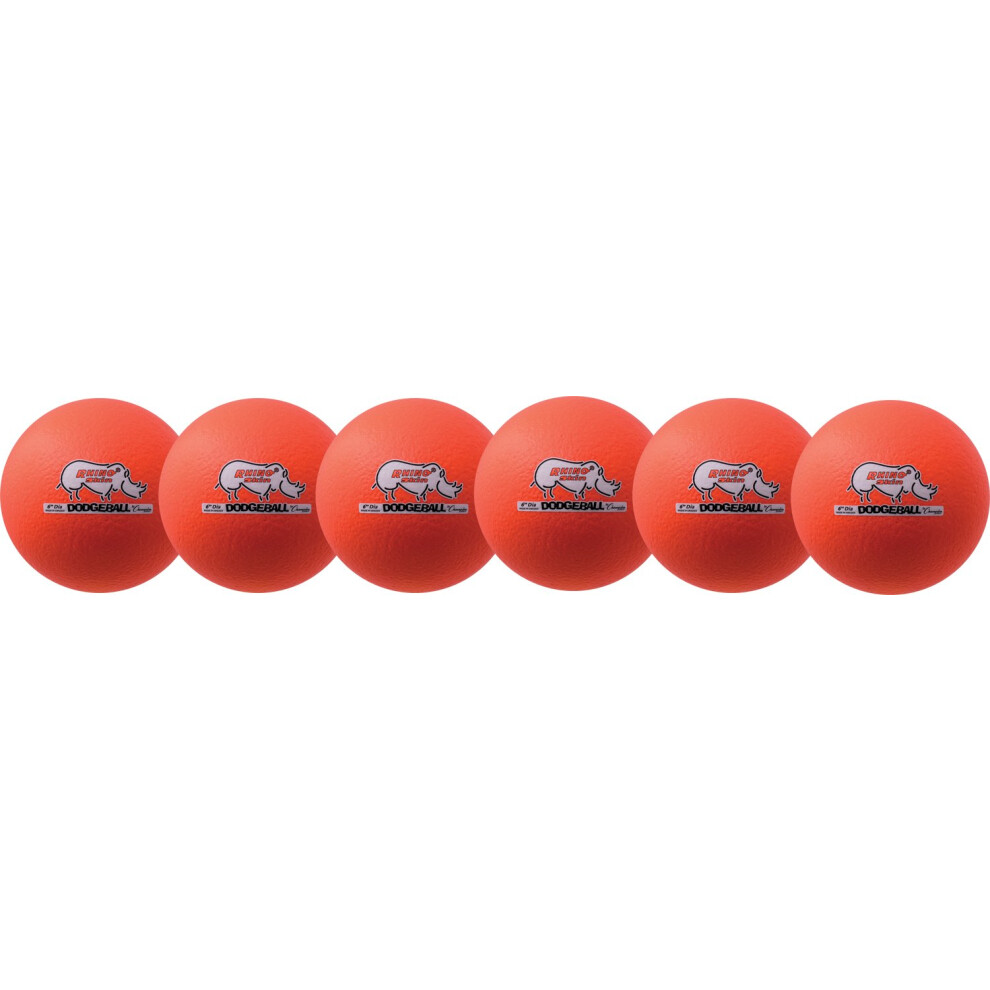 Champion Sports Rhino Skin Dodgeball (Set of 6  Neon Orange  6"")