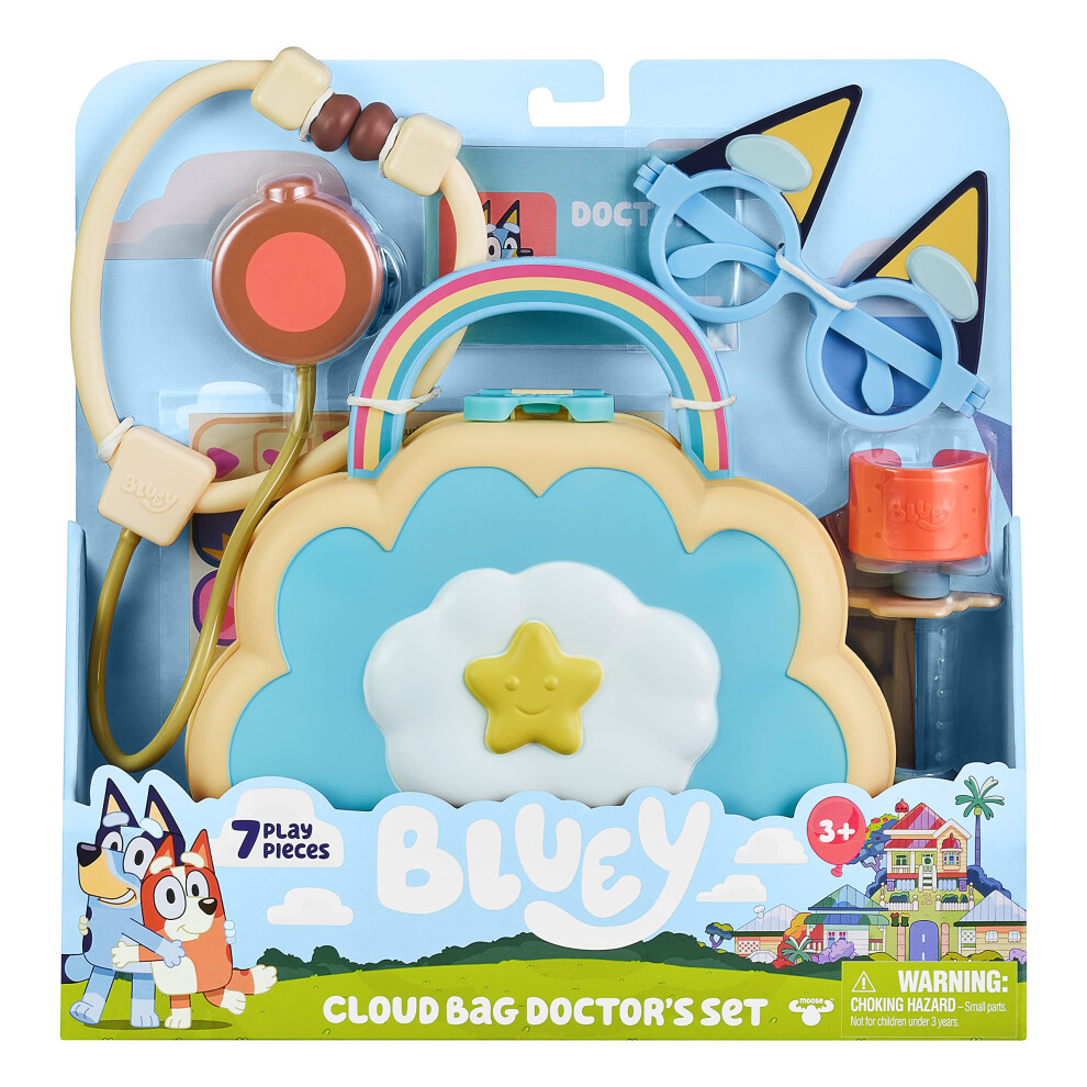 Bluey Cloud Bag   Doctor Check Up Set  Toy Playset with 7 Play Pieces