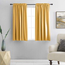DONREN Gold Yellow Curtains for Bedroom - Blackout Thermal Insulated Curtain Panels with Rod Pocket (42 by 45 Inch 2 Panels)