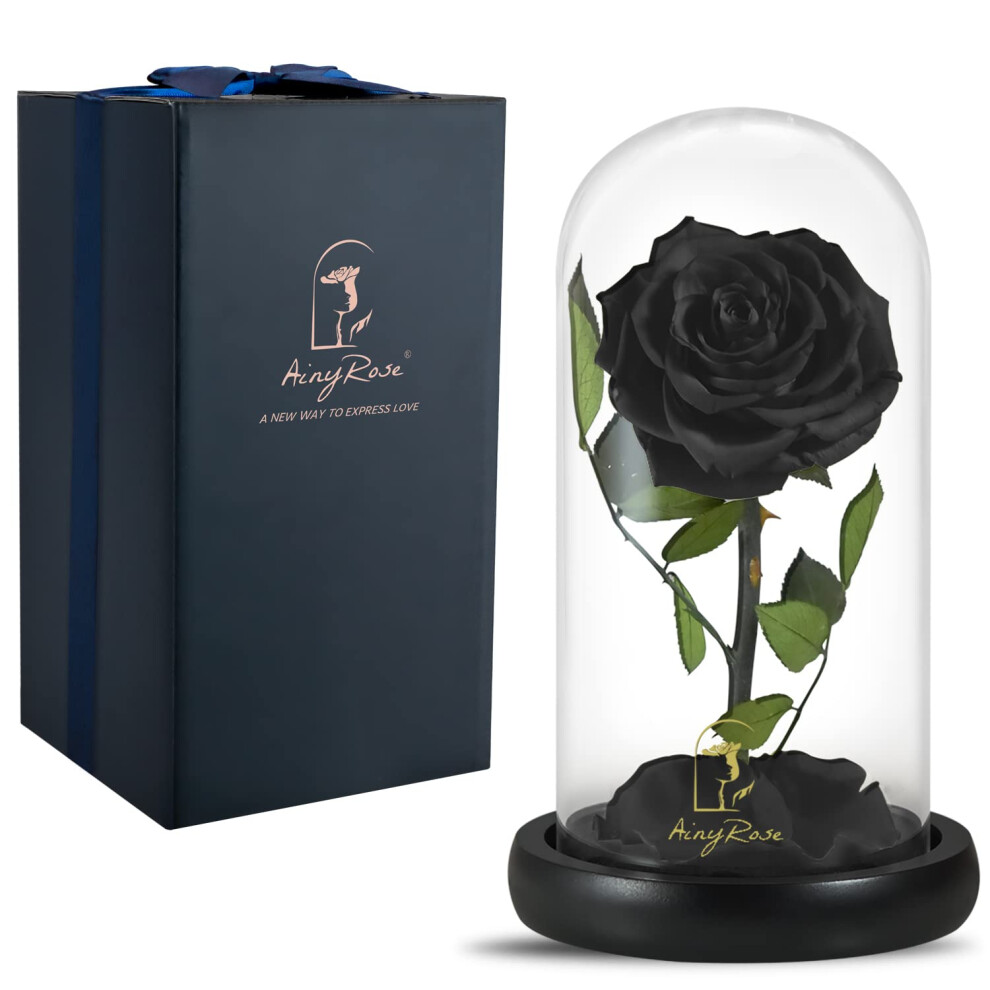 SW Forever Preserved Real Black Rose Flower Birthday Gifts for Mom Wom