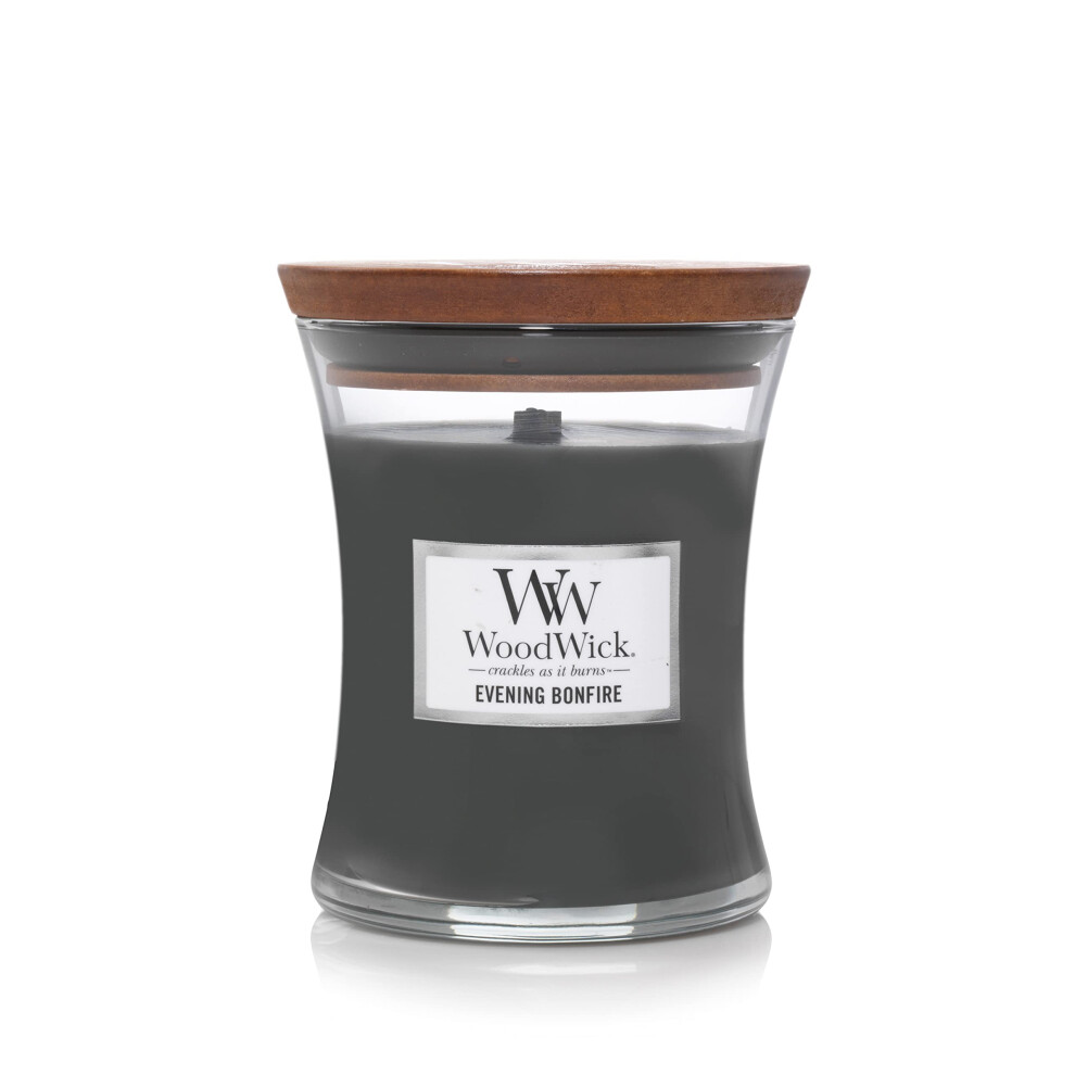 WoodWick Medium Hourglass Candle  Evening Bonfire - Premium Soy Blend