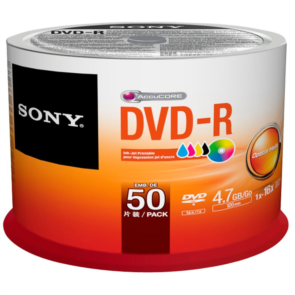 Sony DVD-R 16x 50 Pack (4.7GB DVD-R 50 (E) - DVD 50 x DVD-R - 4.7 GB (