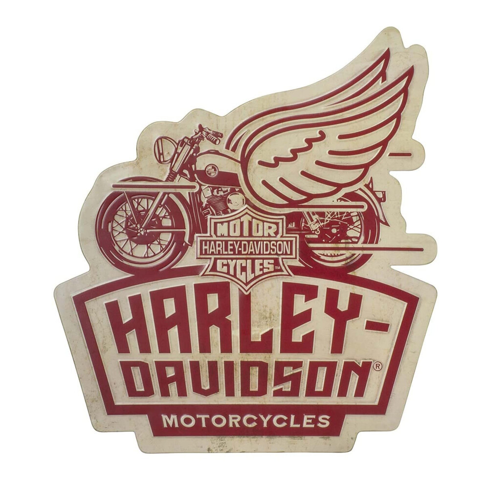 Harley-Davidson Embossed Tin Sign  Winged Motorcycle  21.6 x 24 inches