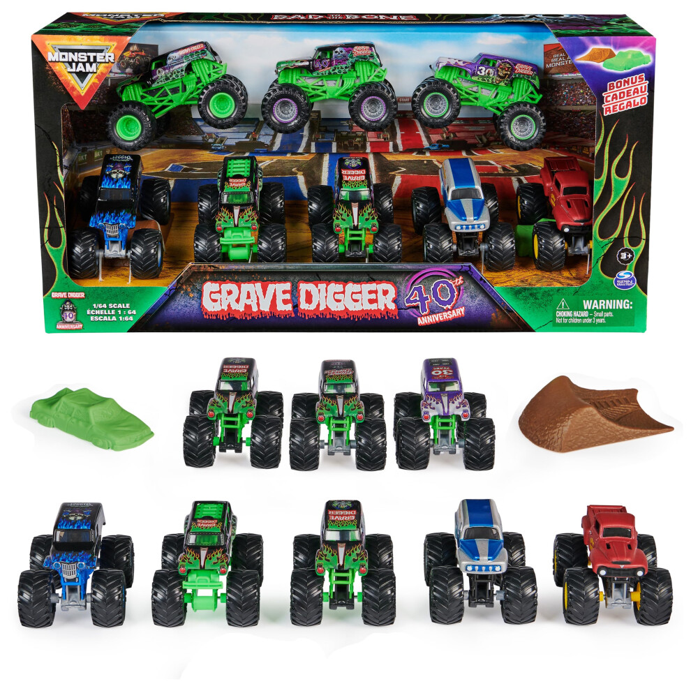 Monster Jam  Grave Digger 40th Anniversary 8-Pack Monster Trucks with