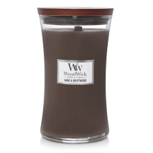 Woodwick Large Timeglass Candle Sand/Driftwood - Premium Soja Blend Wax Pluswick Innovation Wood Wick lavet i USA