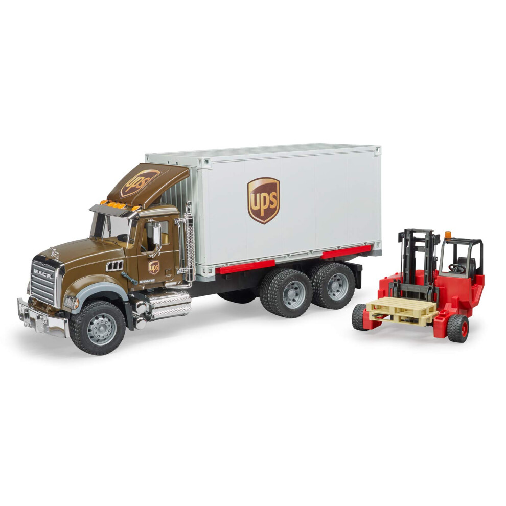 Bruder Toys 02828 Mack Granite UPS Logistics Truck with Forklift Vehic